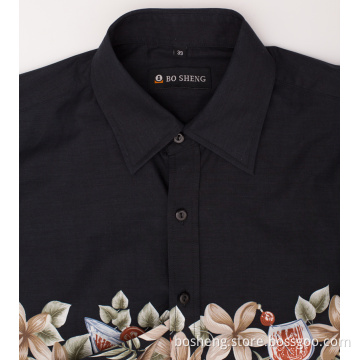 Men's Fashion Printing Turn Down Collar Blouse